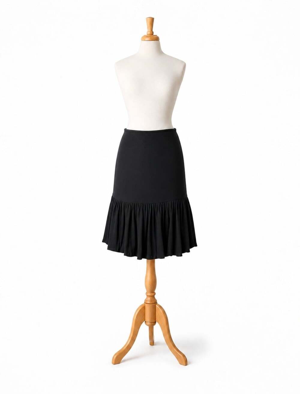 Armani Collezioni Silk Black Ruffle Flounce Skirt Size 8 Italy Designer